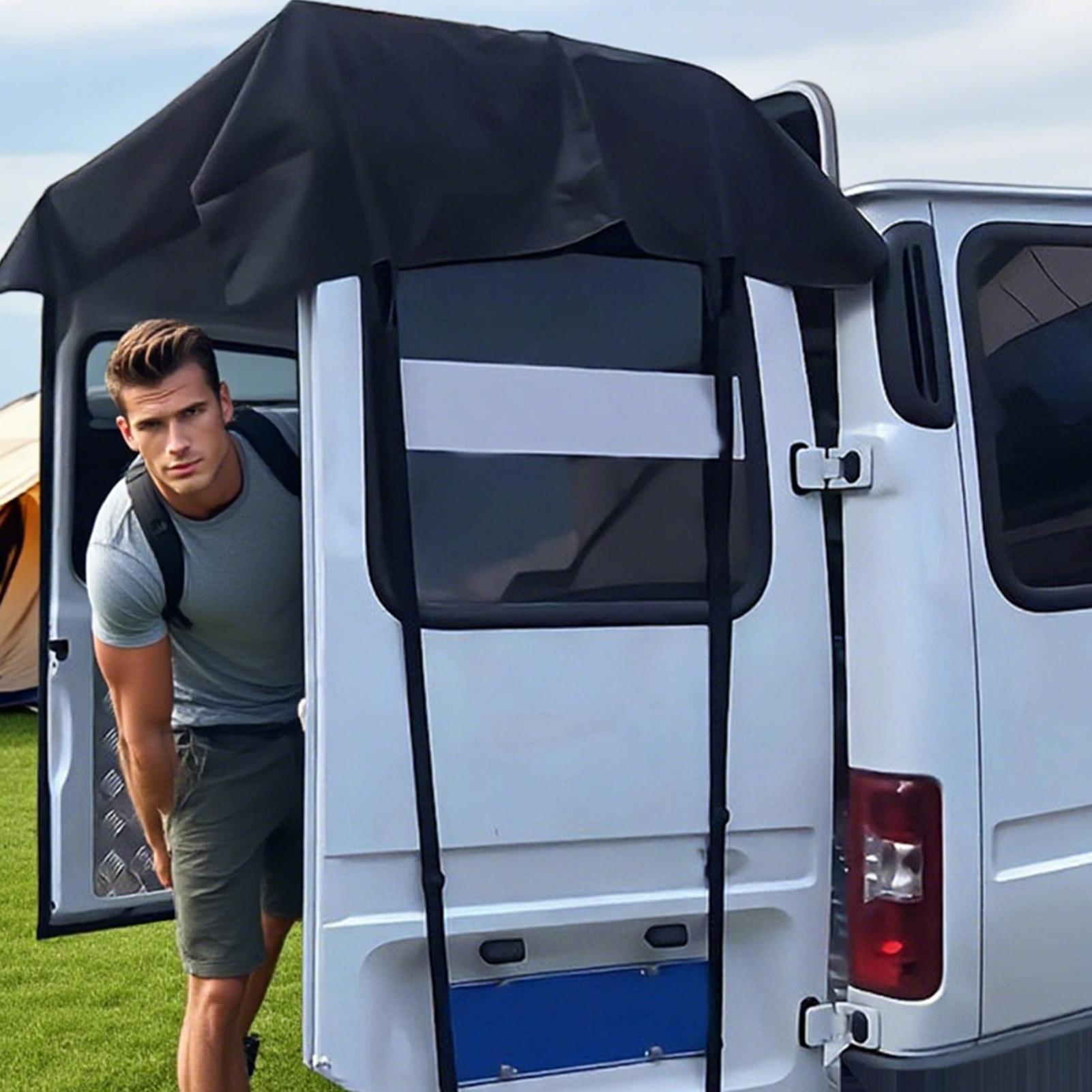 Outdoor Indoor Camping - キャンピングカー用リアドアRVカバー、防風オーニング、キャンピングカー用防風トラックバンリアプロテクター、キャンプ、ハイキング、ビーチ、ピクニック、アウトドアに最適