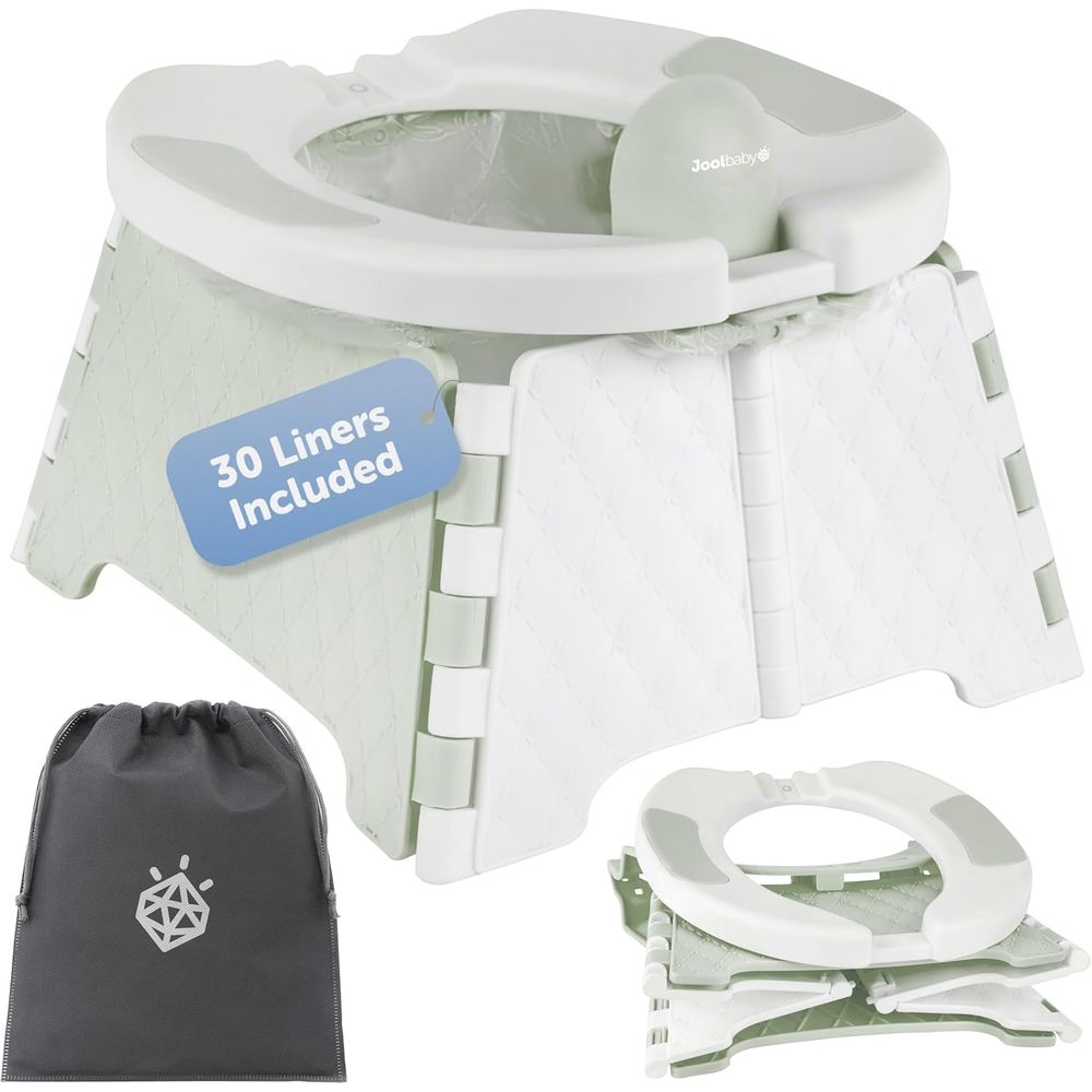 Outdoor Indoor Camping - ポータブルトイレトレーニングチェア、トラベルバッグとライナー30枚付き、折りたたみ式、屋内/屋外使用、キャンプ用（セージ）