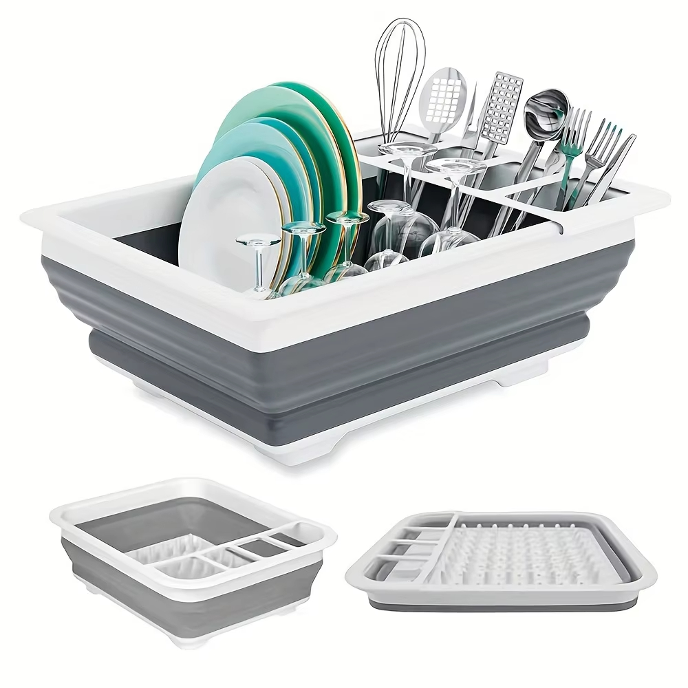 Outdoor Camping Trailer - 折りたたみ式食器乾燥ラック、食器ホルダー付き、RV、キャンプ用 - 1個のプラスチック製食器乾燥ラック、旅行用トレーラーとキャンピングカーに最適