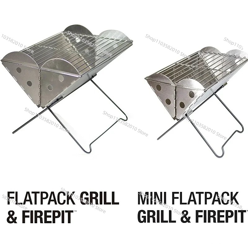 Outdoor Camping Fire Pit - 安定した屋外キャンプ用フラットバックパックポータブルステンレス鋼BBQグリルと焚き火台