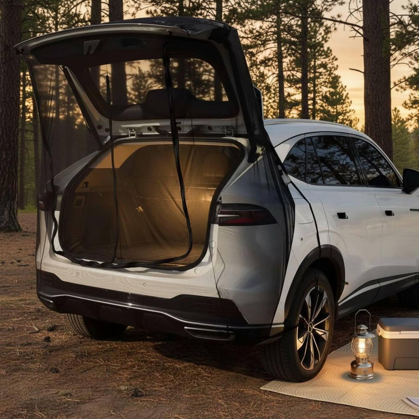 Outdoor Indoor Camping - リアドアメッシュ蚊帳テールゲートテント屋外キャンプアクセサリーSUV車トランクドッキングテント