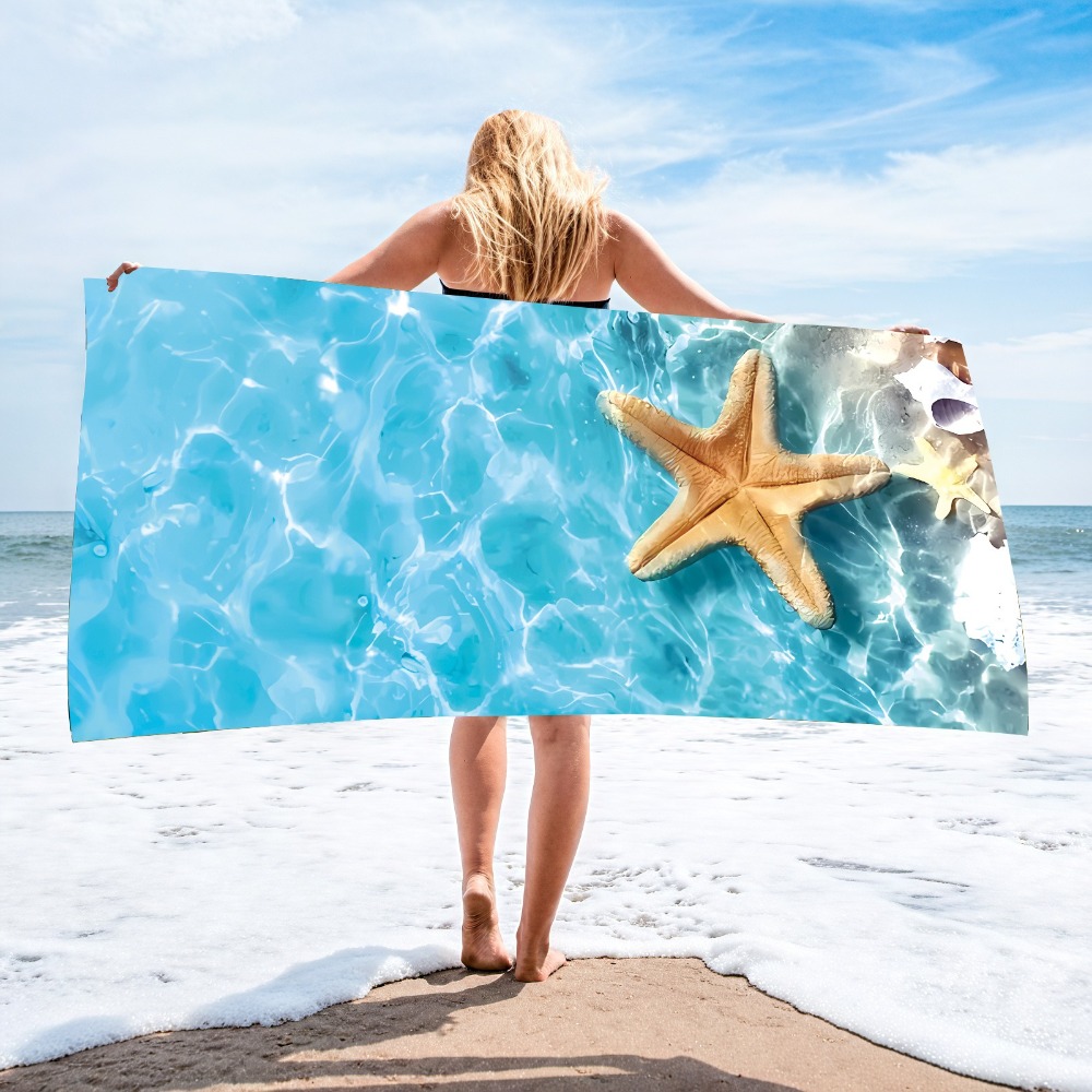 Camp Towel Microfiber - 27.5x55インチ ブルーオーシャン クラゲ バスタオル マイクロファイバー 速乾性