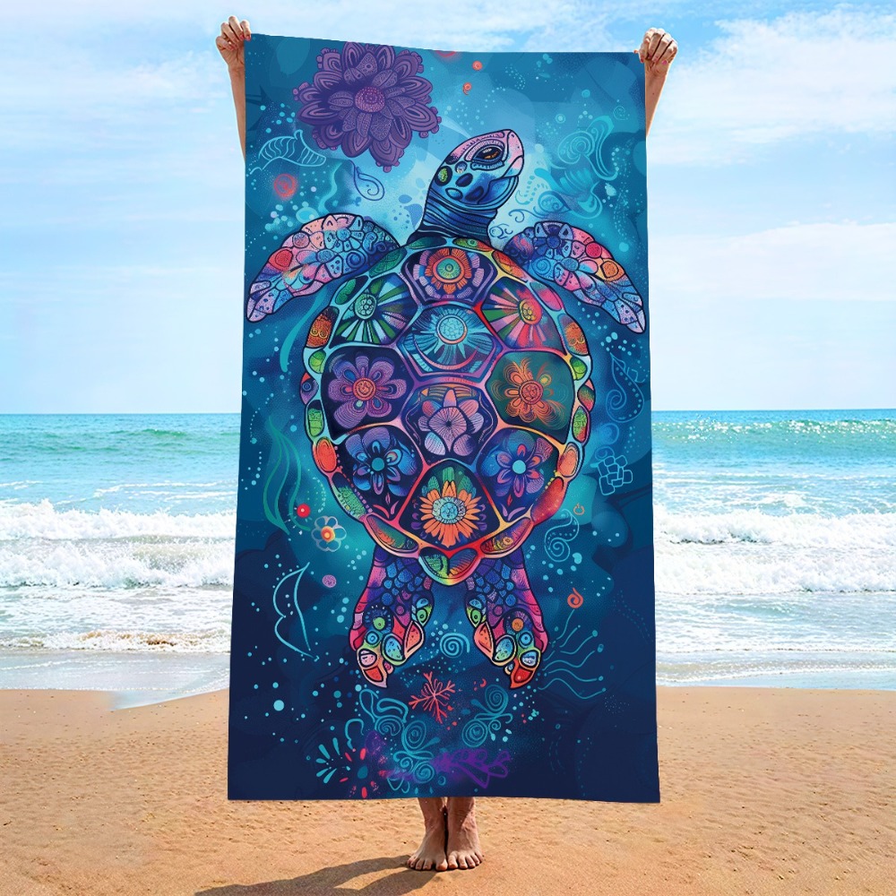 Camp Towel Microfiber - カラフルなウミガメビーチタオル 39x71インチ バスタオル ヨガブランケット キャンプピクニックブランケット マイクロファイバー速乾ビーチブランケット