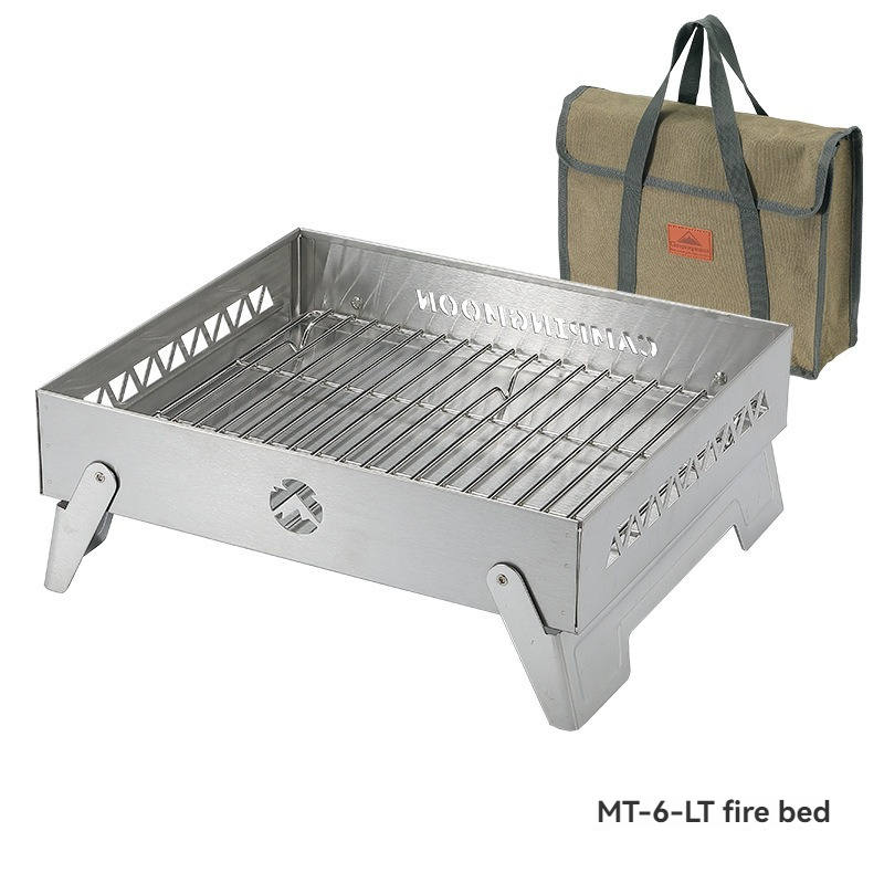 Outdoor Camping Fire Pit - CAMPINGMOON MT-6-LT アウトドアステンレス鋼焚き火台 キャンプバーベキュー用 焚き火テーブル ポータブル折りたたみ式焚き火ストーブ
