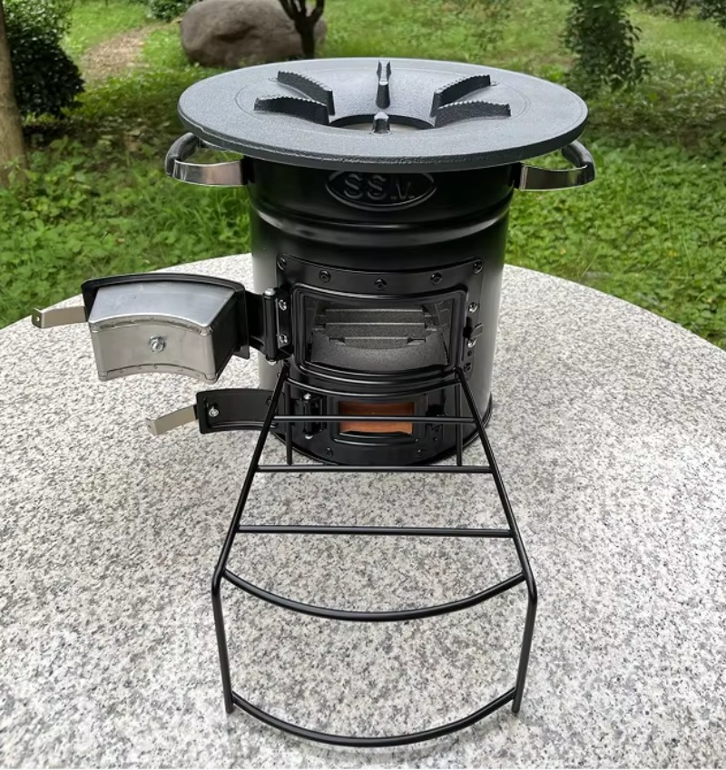 Outdoor Indoor Camping - 【人気】2ドア薪焚きロケットクックストーブ屋外BBQキャンプストーブ