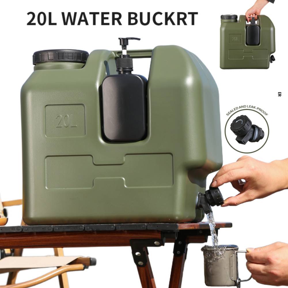Outdoor Camping Water Jug - 15/20Lポータブルキャンプ用ウォータージャグ、蛇口と石鹸ディスペンサー付き、BPAフリーの水タンク、屋外キャンプや車用の水貯蔵タンク