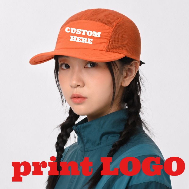 Outdoor Camping Logo - カスタムプリントロゴ入り無地野球帽 夏用メッシュ速乾軽量通気性キャンプスポーツハット 男女兼用