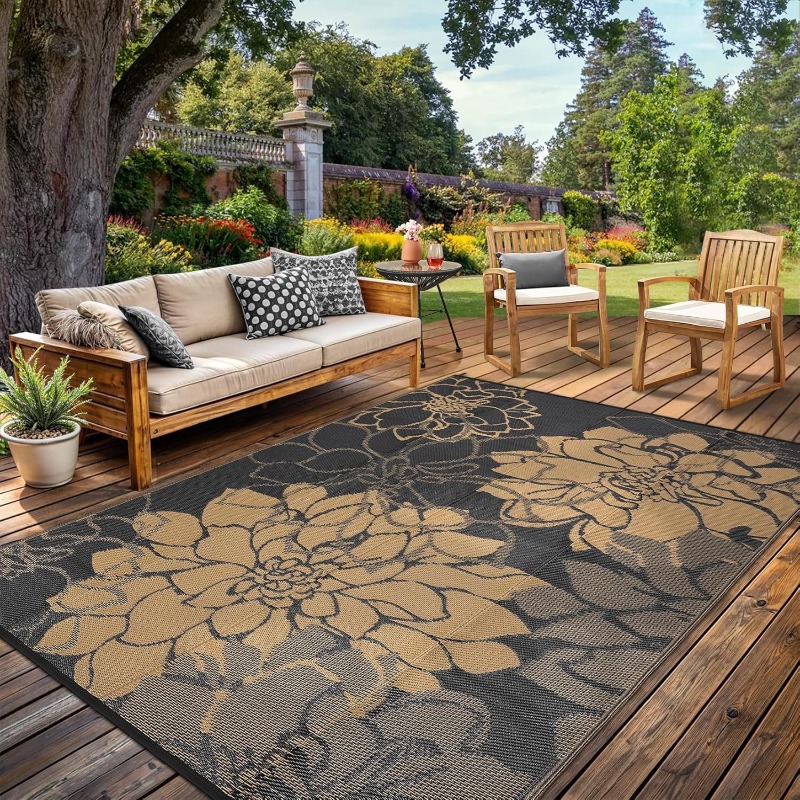 Outdoor Camping Rugs 8X10 - 8x10 アウトドアラグ 防水 リバーシブル プラスチックストロー パティオ