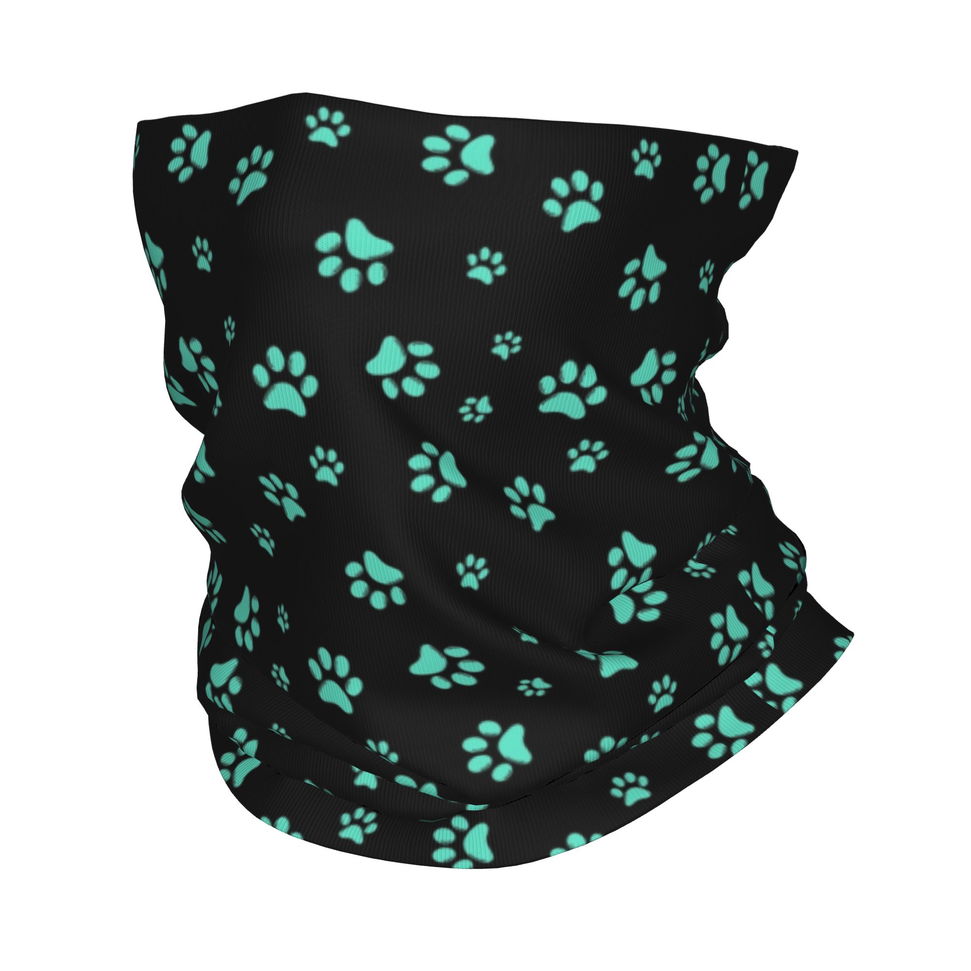 Trekking Gaiters - カスタムアクア犬足跡柄バンダナネックゲイター、ハイキング、キャンプ、女性、男性用ラップスカーフ、子犬、動物愛好家向けヘッドバンドウォーマー
