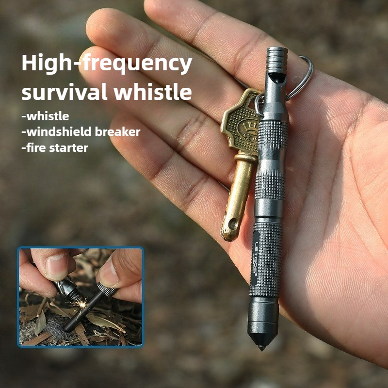 Fire Starter Flint - 多機能高周波サバイバルホイッスル、アウトドア緊急用具、窓割り、火打ち石、マグネシウム棒、金属ペン