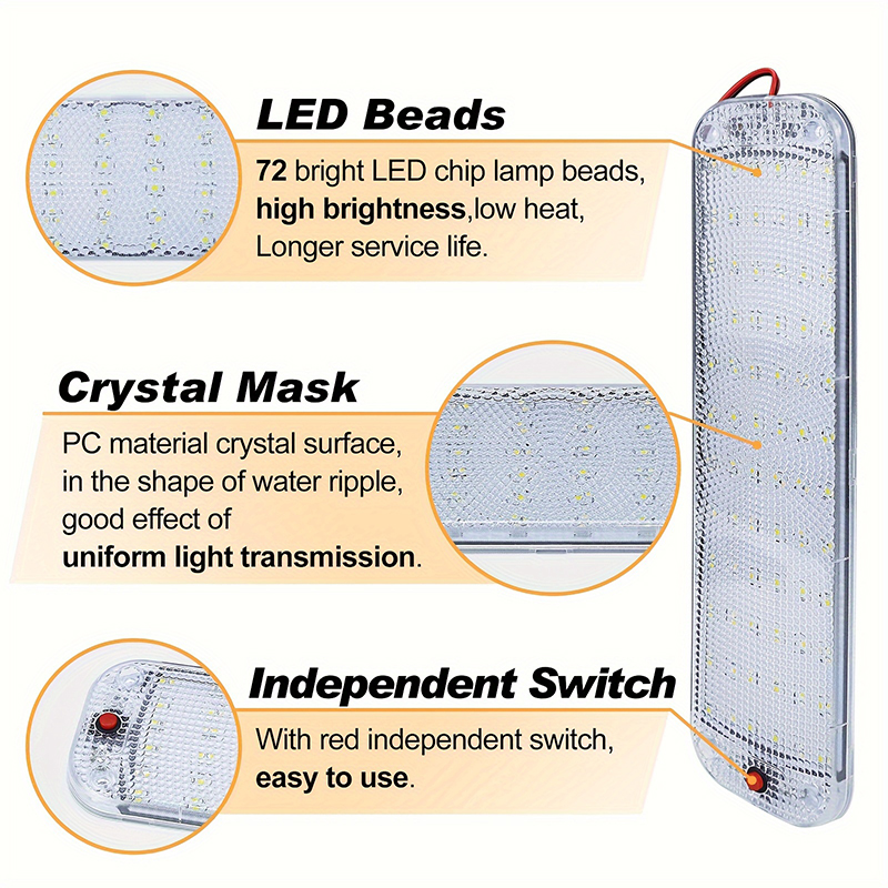 72LED 車内ライト 12-80V 固定天井ライト トラッ - Outdoor Camping Trailer のレビューと価格