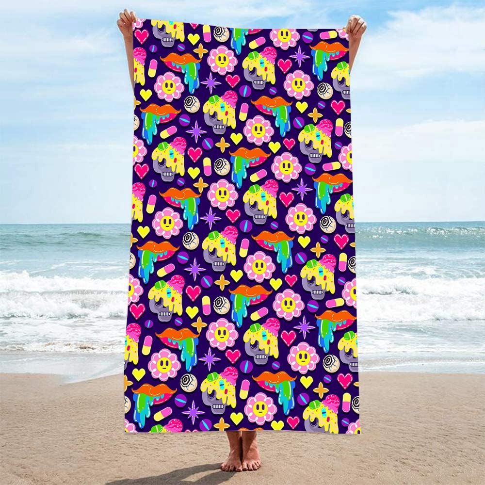 抽象的なビーチタオル 70x140CM シーサイドキャンプピ - Camp Towel Microfiber のレビューと価格