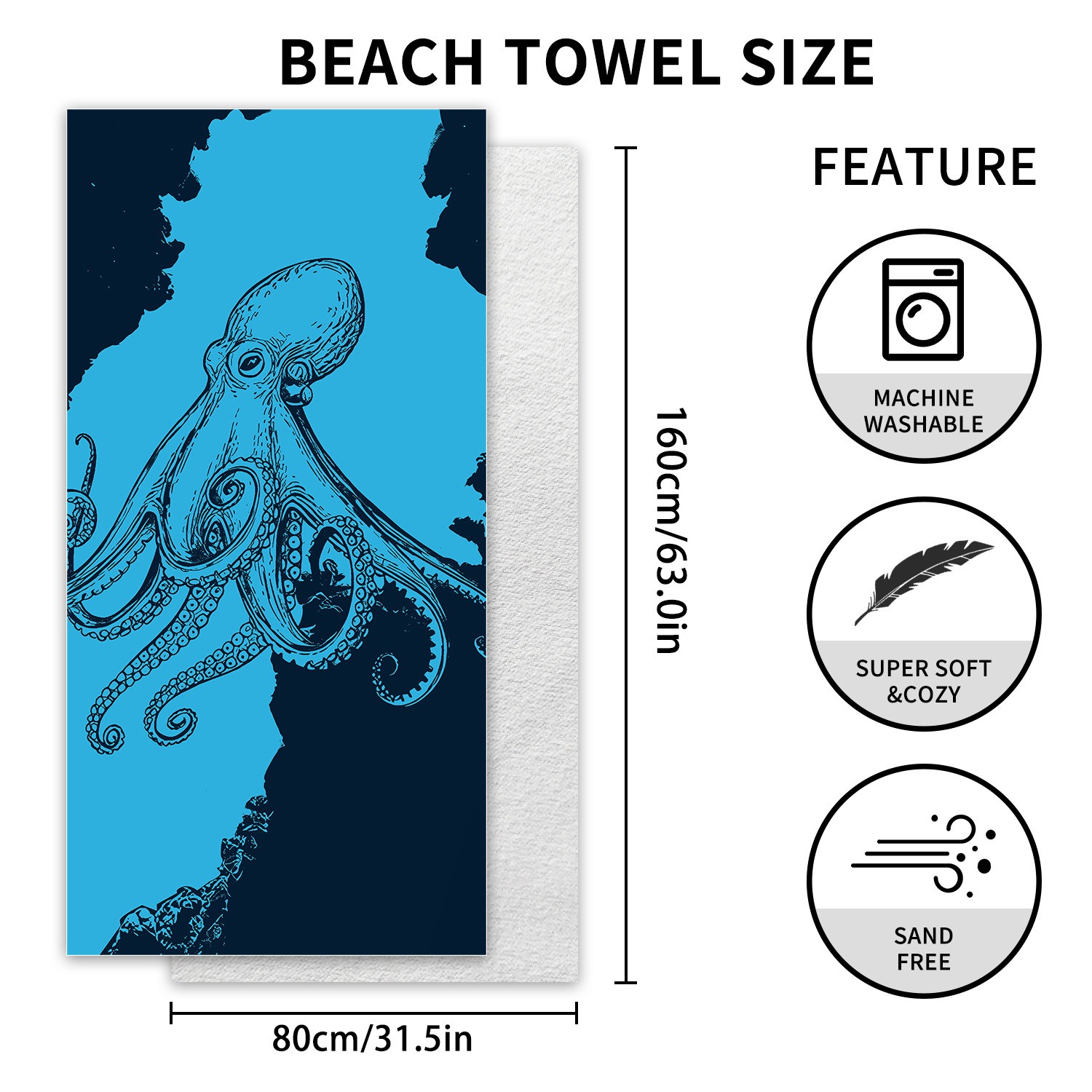 フィットネススイム速乾吸水バスタオル80x160CMマイクロ - Camp Towel Microfiber のレビューと価格