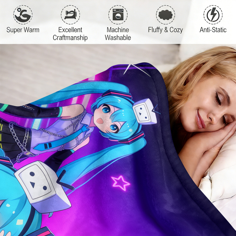 初音ミク フランネルブランケット、アニメオフィス昼寝用スロー - Outdoor Camping Anime のレビューと価格