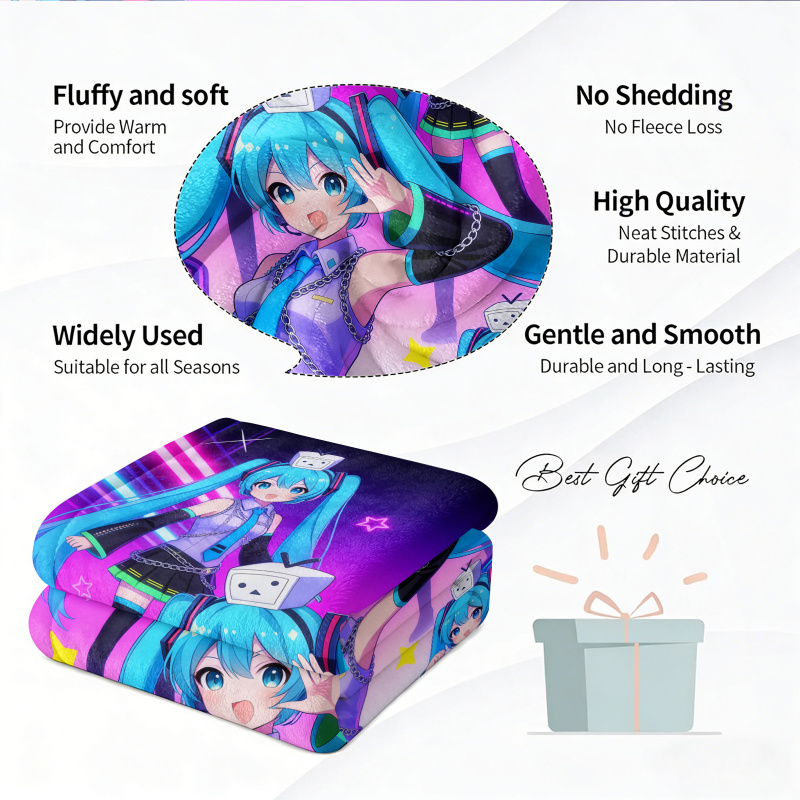 初音ミク フランネルブランケット、アニメオフィス昼寝用スロー - Outdoor Camping Anime のレビューと価格