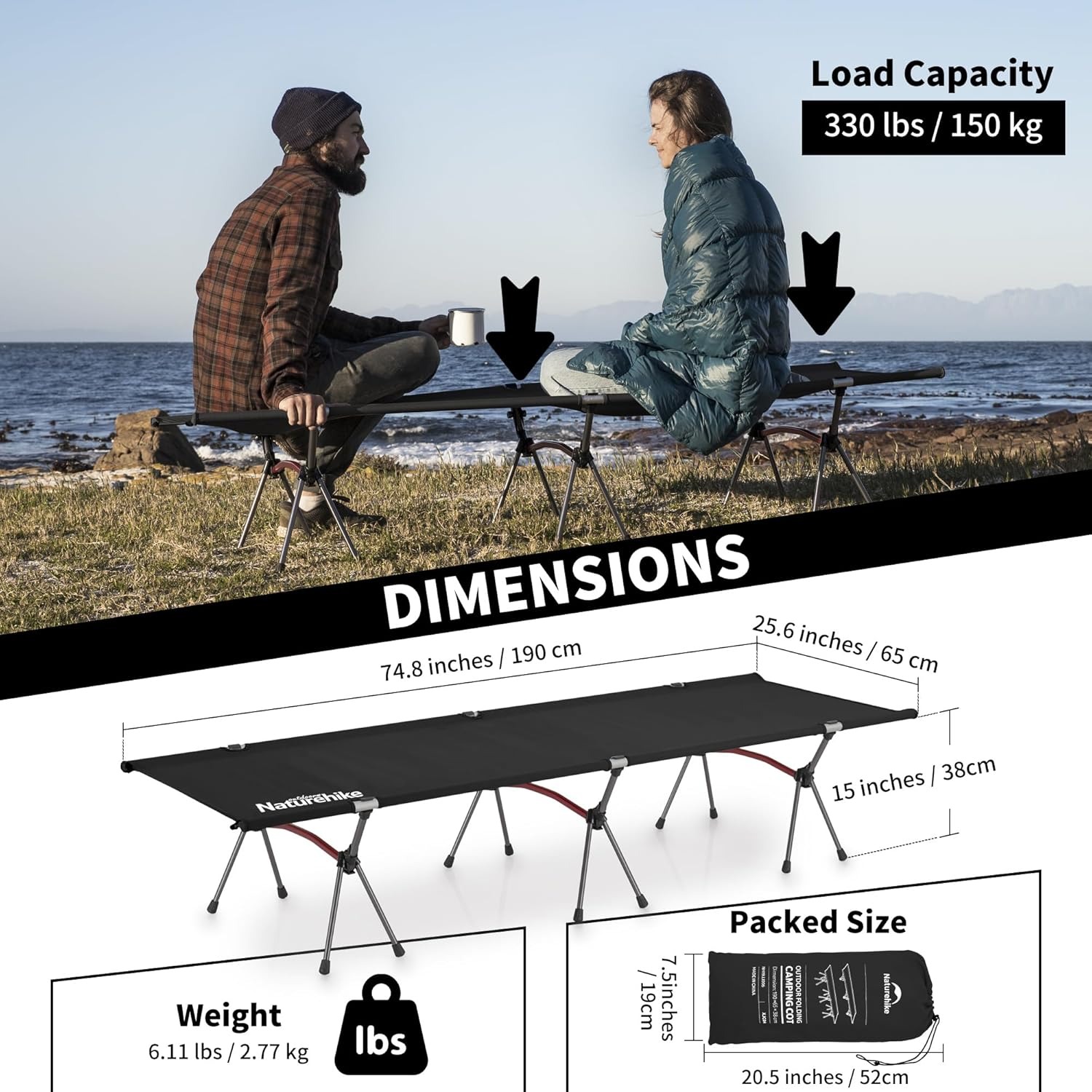 Naturehike折りたたみ式キャンプコット高さ調節可能超 - Outdoor Camping Cot のレビューと価格