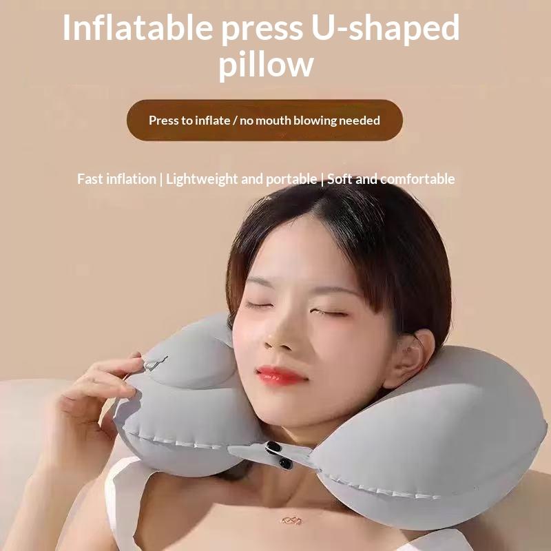 新しい群集化可能なインフレータブルポータブルネックピロー、収 - Outdoor Camping Store のレビューと価格