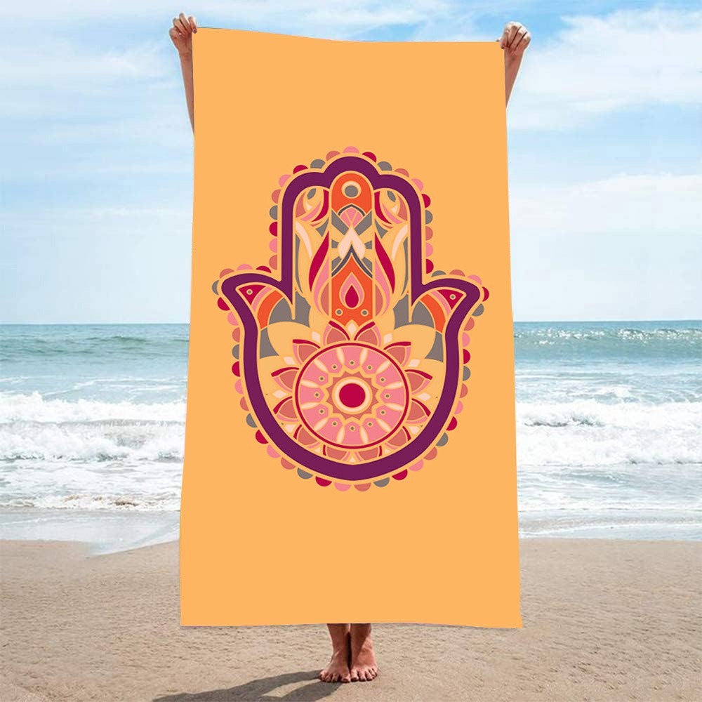 HAMSA パターンビーチタオル 27x55 インチ装飾タペ - Camp Towel Microfiber のレビューと価格