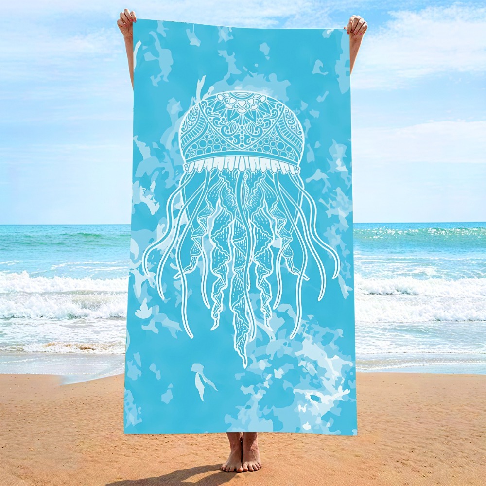 27.5x55インチ ブルーオーシャン クラゲ バスタオル  - Camp Towel Microfiber のレビューと価格