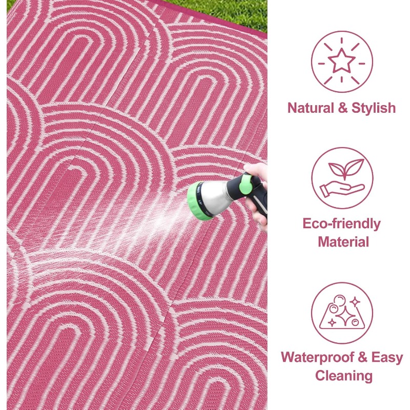 特大屋外用ラグ 8x10 パティオ防水、リバーシブルキャンプ - Outdoor Camping Rugs 8X10 のレビューと価格