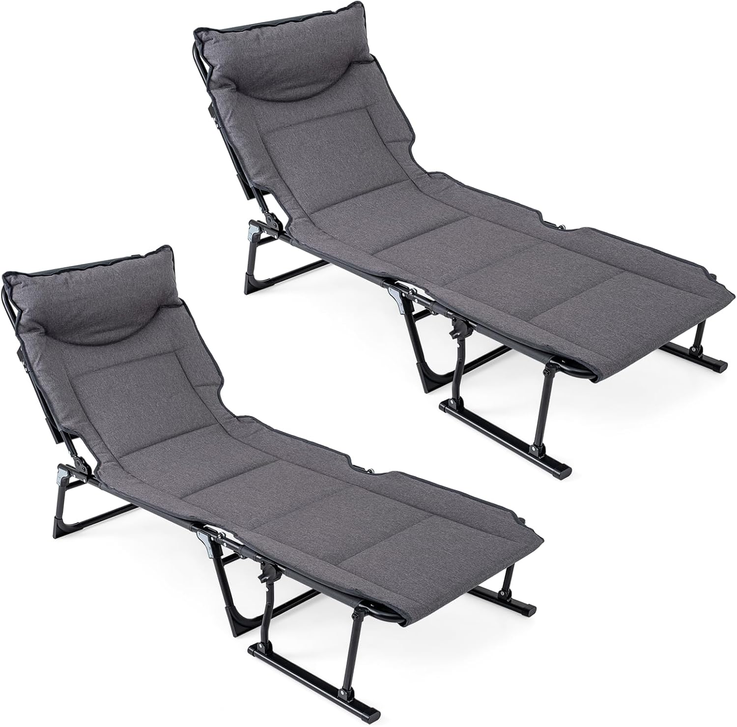 折りたたみ式パティオラウンジチェア2脚セット、調節可能なリク - Outdoor Camping Cot のレビューと価格
