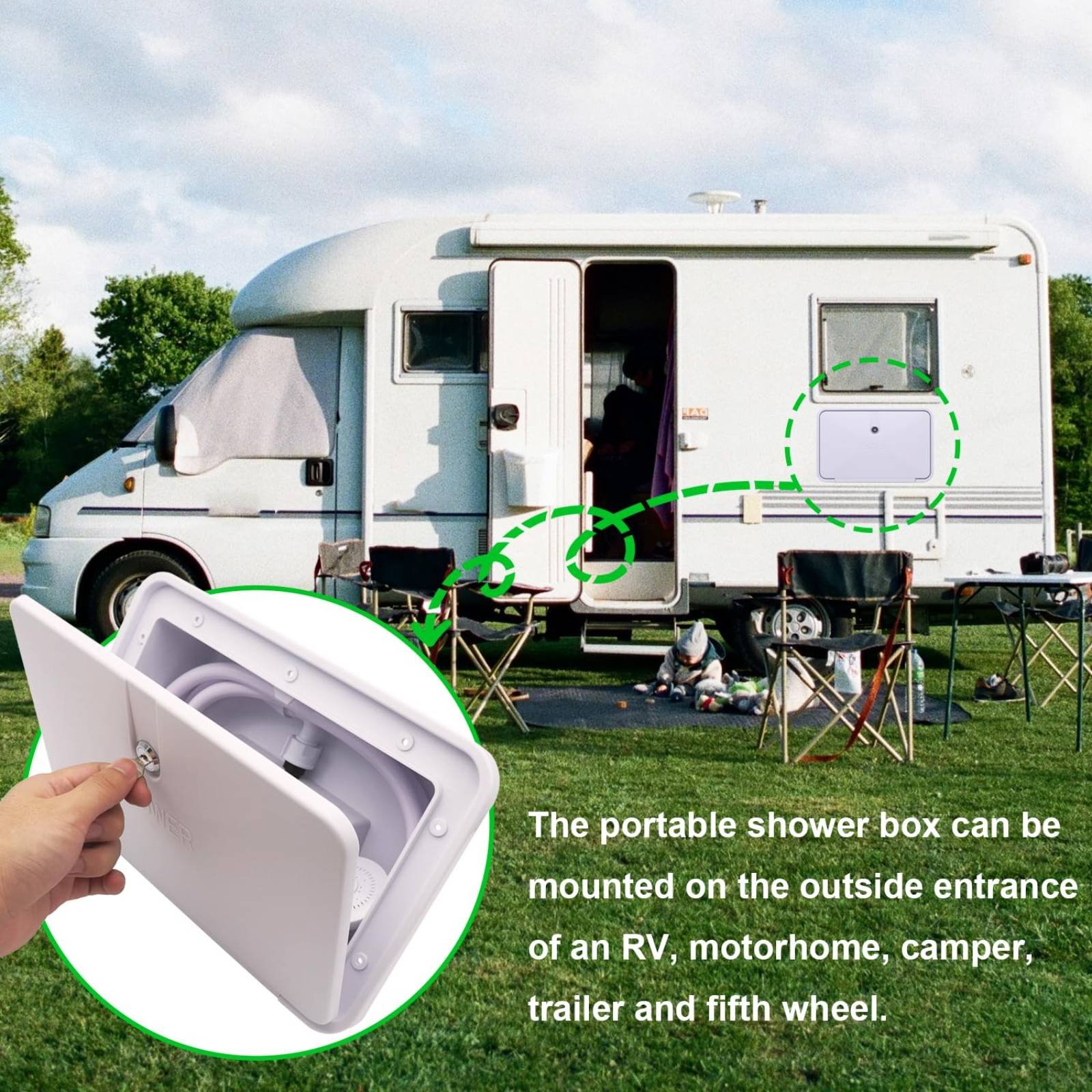 RV 外部シャワーボックス コンパクト RV 屋外シャワーキ - Outdoor Camping Box のレビューと価格