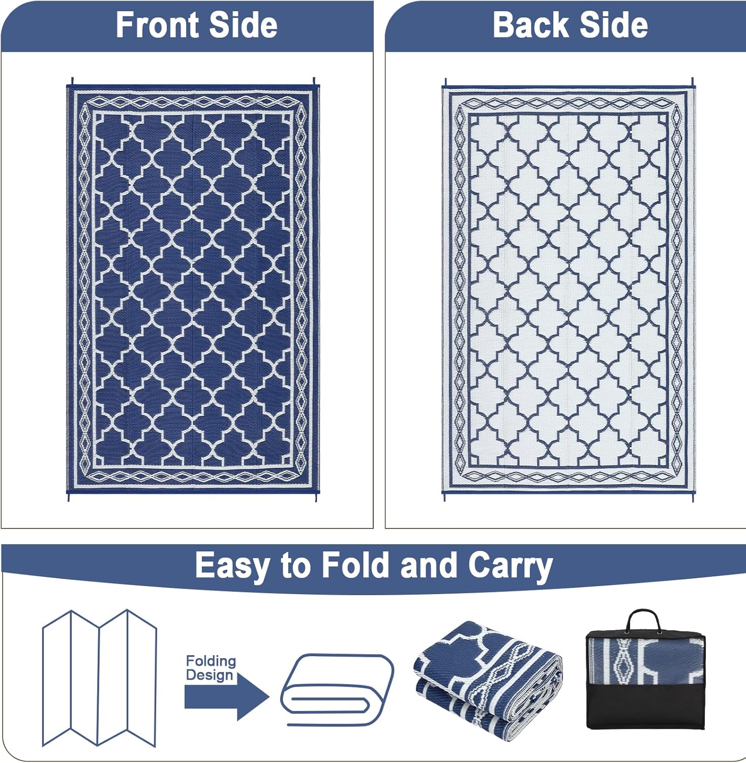 8x10フィート リバーシブル屋外用ラグ – 防水プラスチッ - Outdoor Camping Rugs 8X10 のレビューと価格
