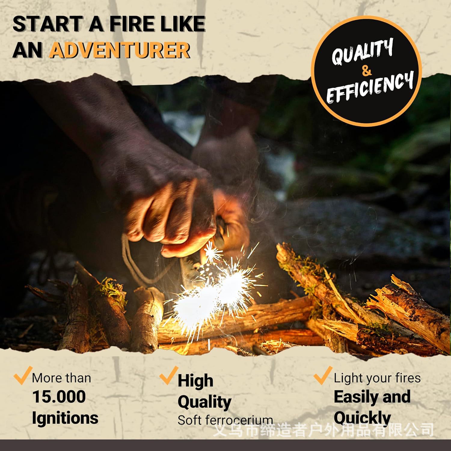 携帯用屋外フリントとスチール製キャンプ用品、荒野サバイバルツ - Fire Starter Flint のレビューと価格