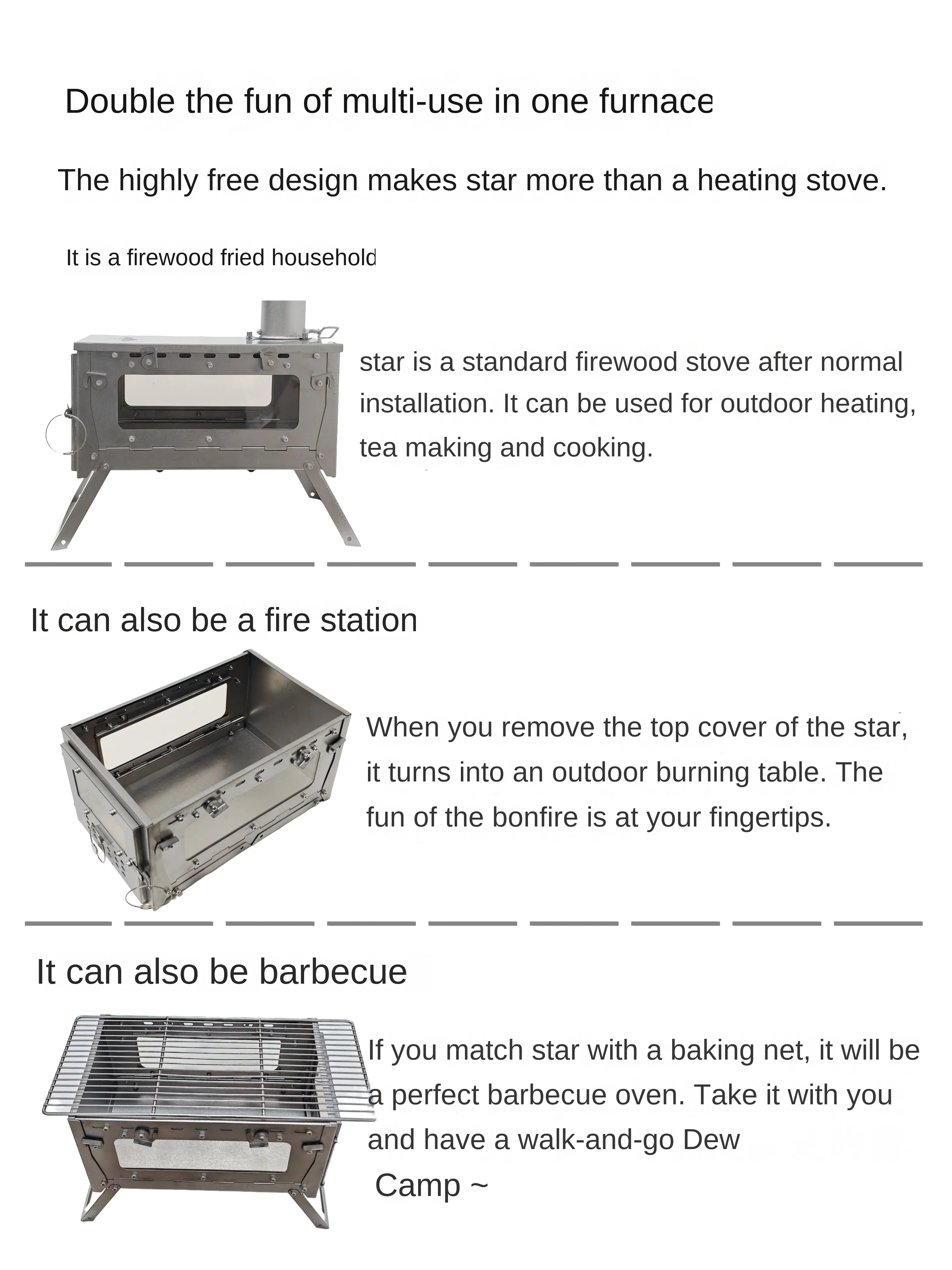Wt star-tiチタン合金折りたたみ薪ストーブ,ストーブ - Outdoor Camping Gas Heater のレビューと価格