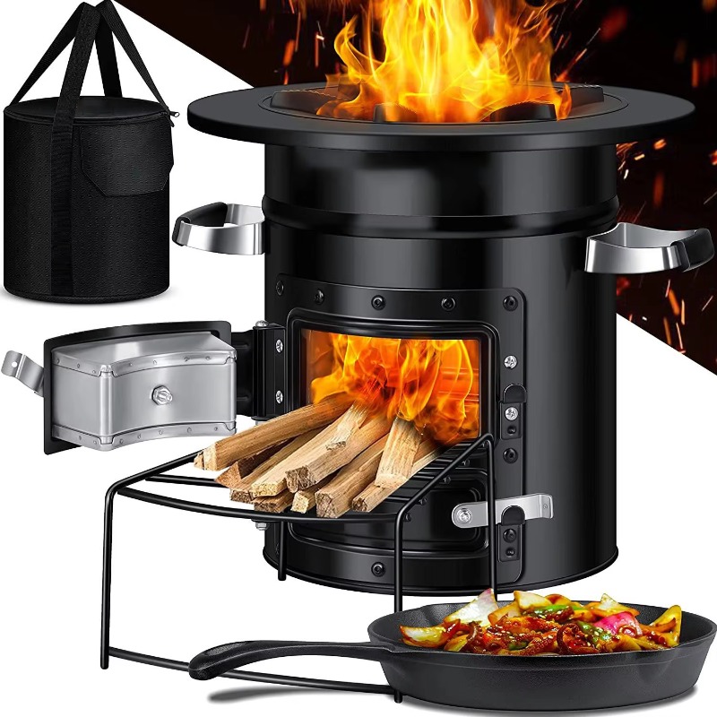 【人気】2ドア薪焚きロケットクックストーブ屋外BBQキャンプ - Outdoor Indoor Camping のレビューと価格