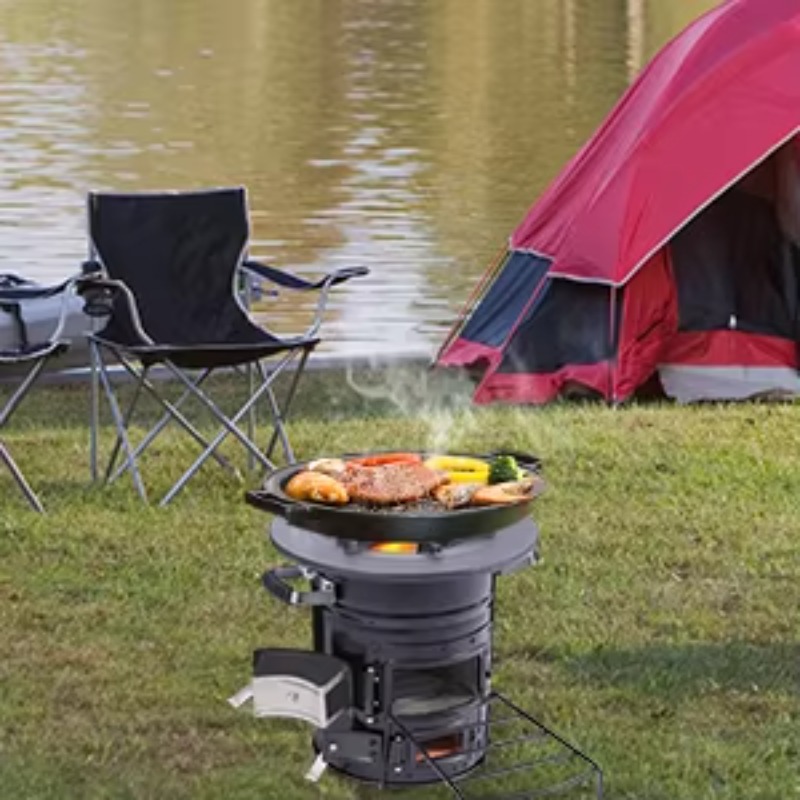 【人気】2ドア薪焚きロケットクックストーブ屋外BBQキャンプ - Outdoor Indoor Camping のレビューと価格