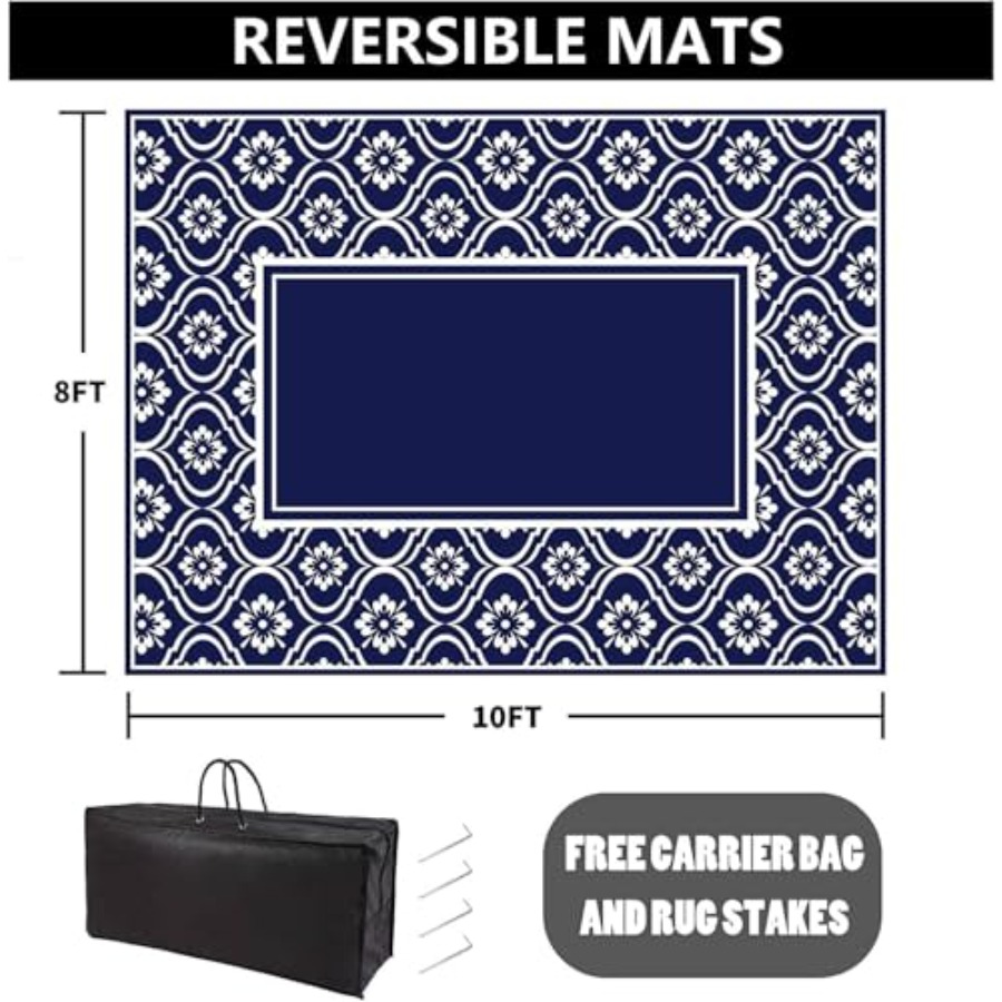 屋外用ラグ 8x10フィート パティオ キャンプ RV デッ - Outdoor Camping Rugs 8X10 のレビューと価格