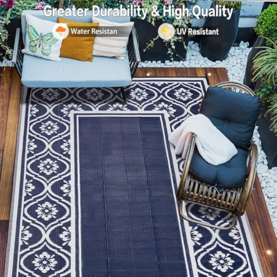 屋外用ラグ 8x10フィート パティオ キャンプ RV デッ - Outdoor Camping Rugs 8X10 のレビューと価格