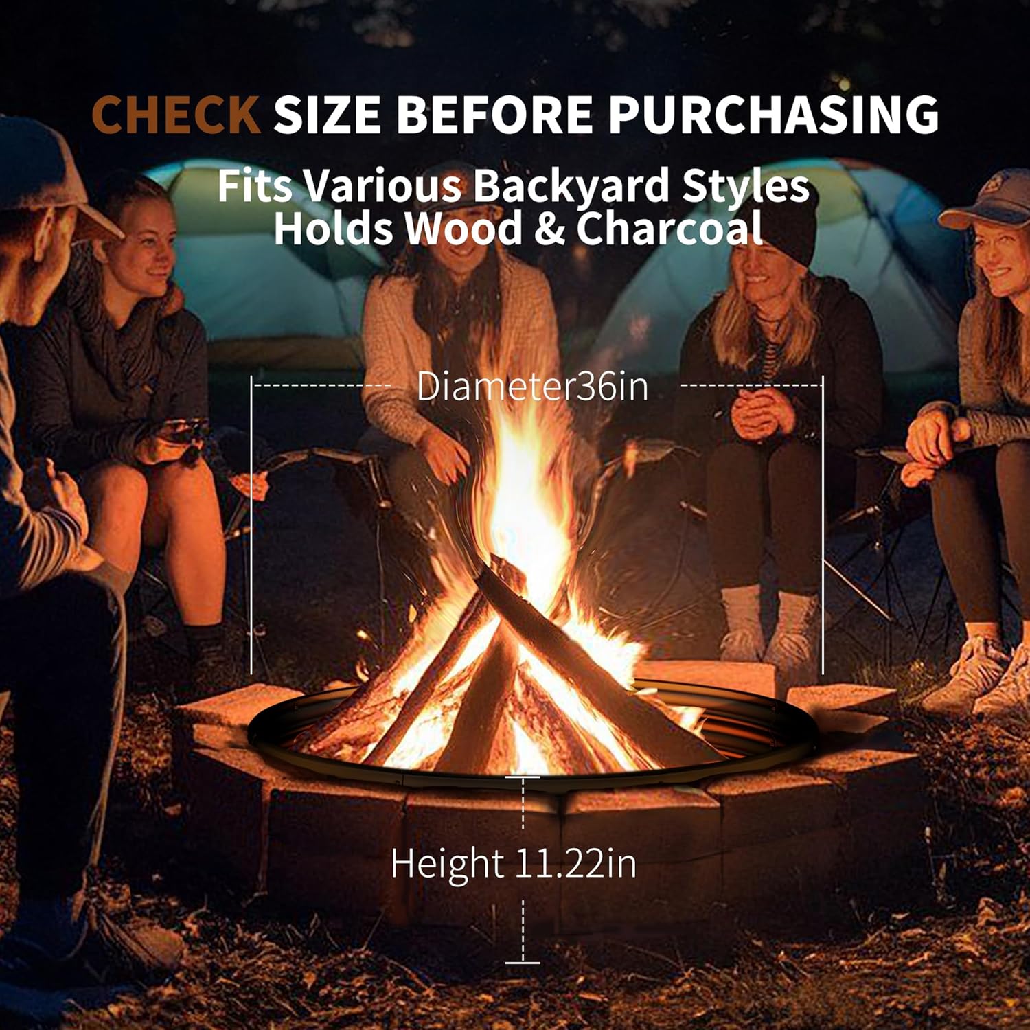 36インチの頑丈な焚き火台リング、屋外での薪焚き用、高温コー - Outdoor Camping Fire Pit のレビューと価格