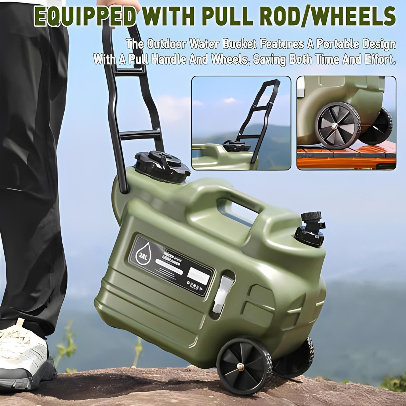 28L キャンプ水容器蛇口付きポータブル漏れ防止水バケツ車輪 - Outdoor Camping Water Jug のレビューと価格