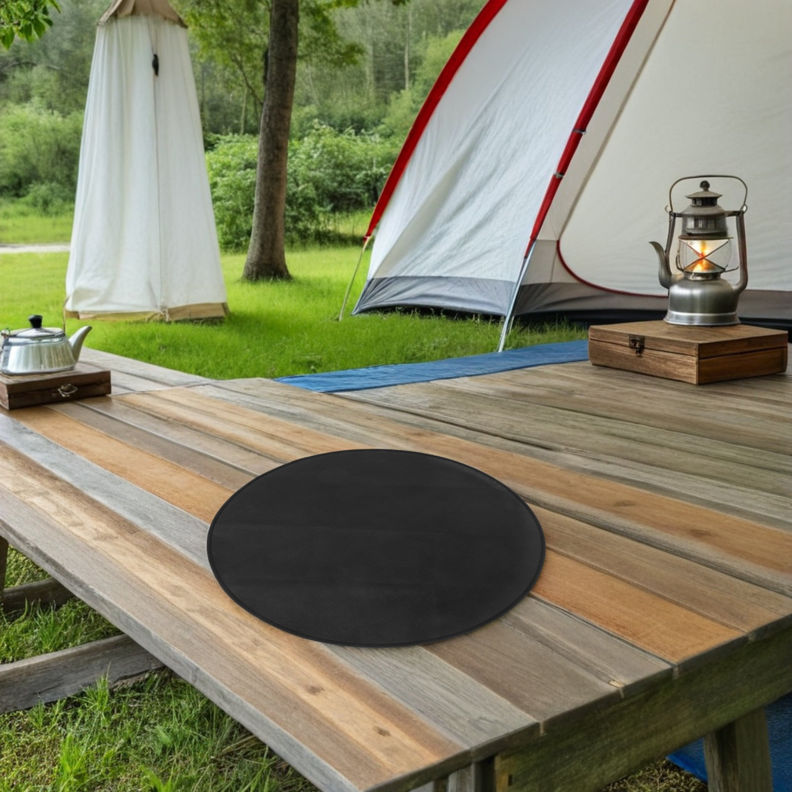 24 インチラウンド耐熱耐火マット屋外バーベキューグリルパッ - Outdoor Camping Fire Pit のレビューと価格