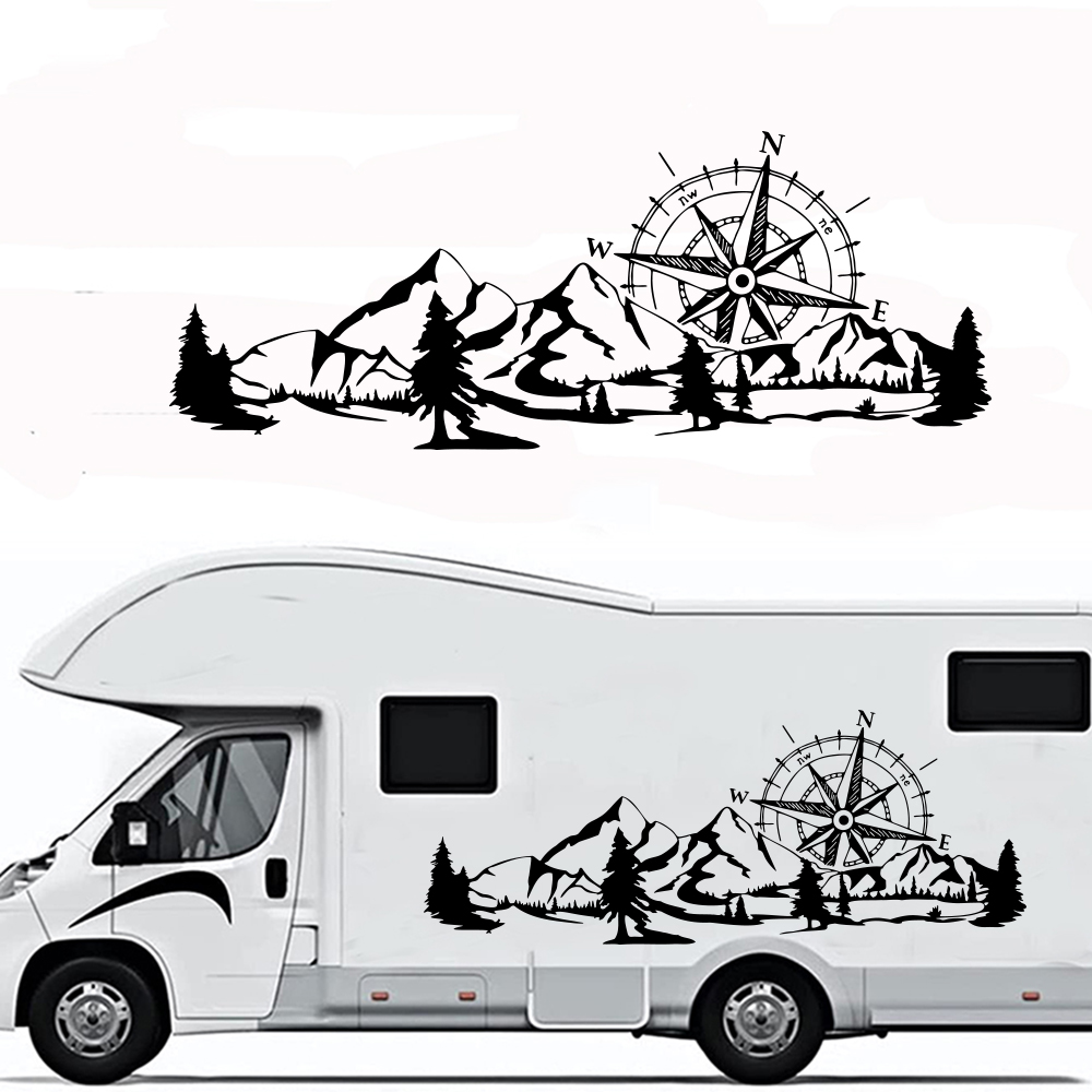 コンパスマウンテンキャンピングカー RV バントラック車のス - Outdoor Camping Logo のレビューと価格