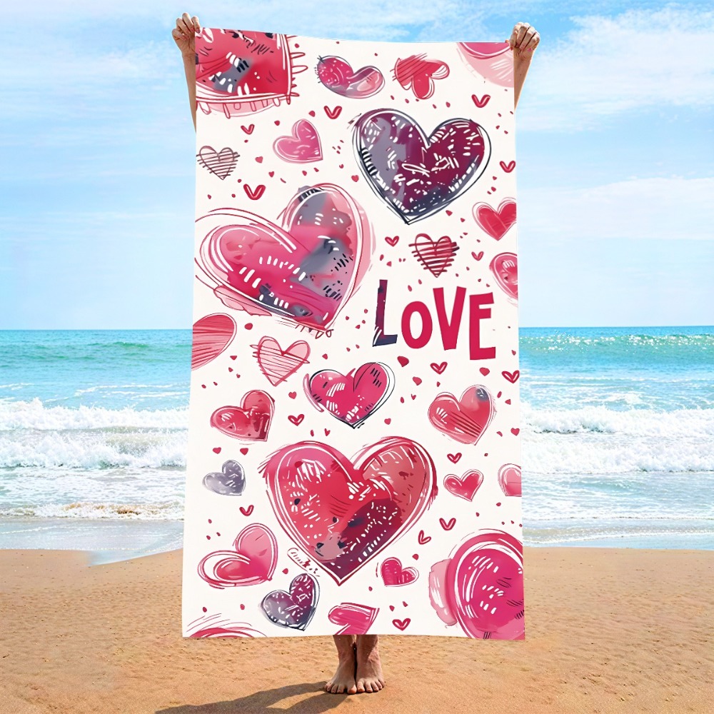 ハートシンボルバスタオル 27x55インチ ビーチタオル マ - Camp Towel Microfiber のレビューと価格