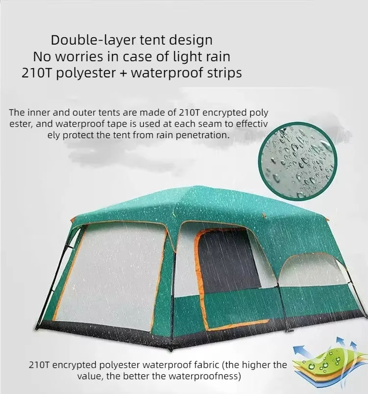 高級大型キャンプテント、2寝室1リビングルーム、防水・防風・ - Outdoor Camping Tent Waterproof のレビューと価格