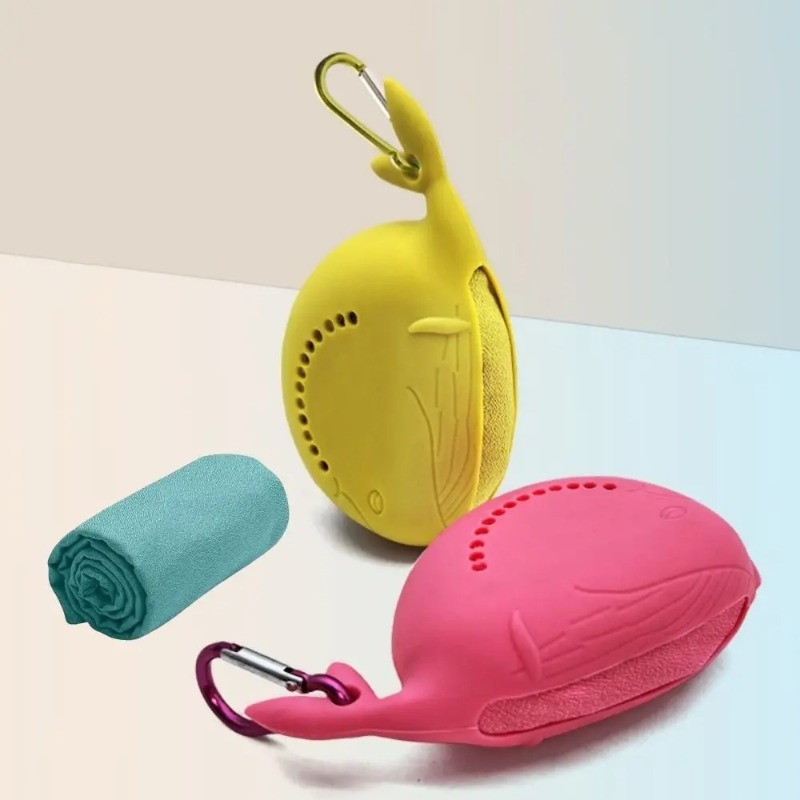 ポータブルシリコンケース＆軽量マイクロファイバー速乾タオル、 - Camp Towel Microfiber のレビューと価格
