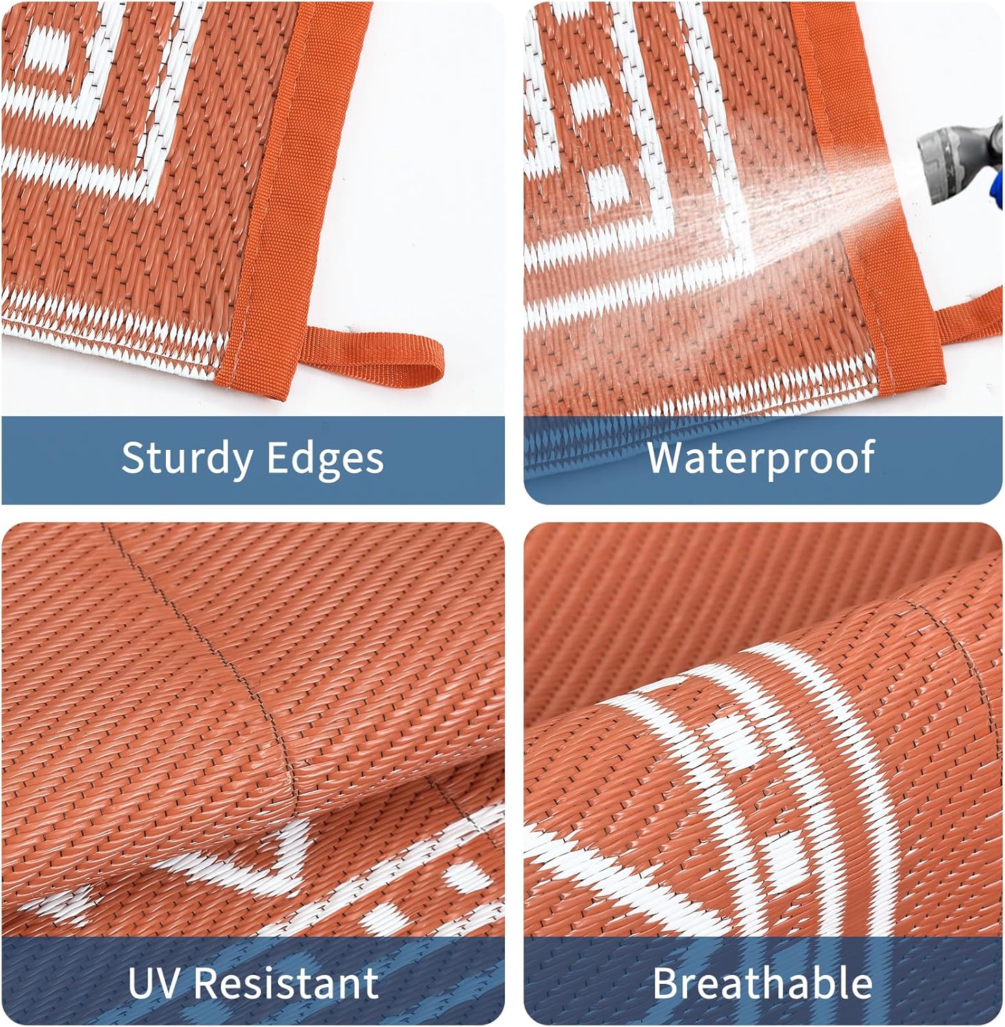 8x10 防水リバーシブルプラスチック屋外用ラグ – ポータ - Outdoor Camping Rugs 8X10 のレビューと価格