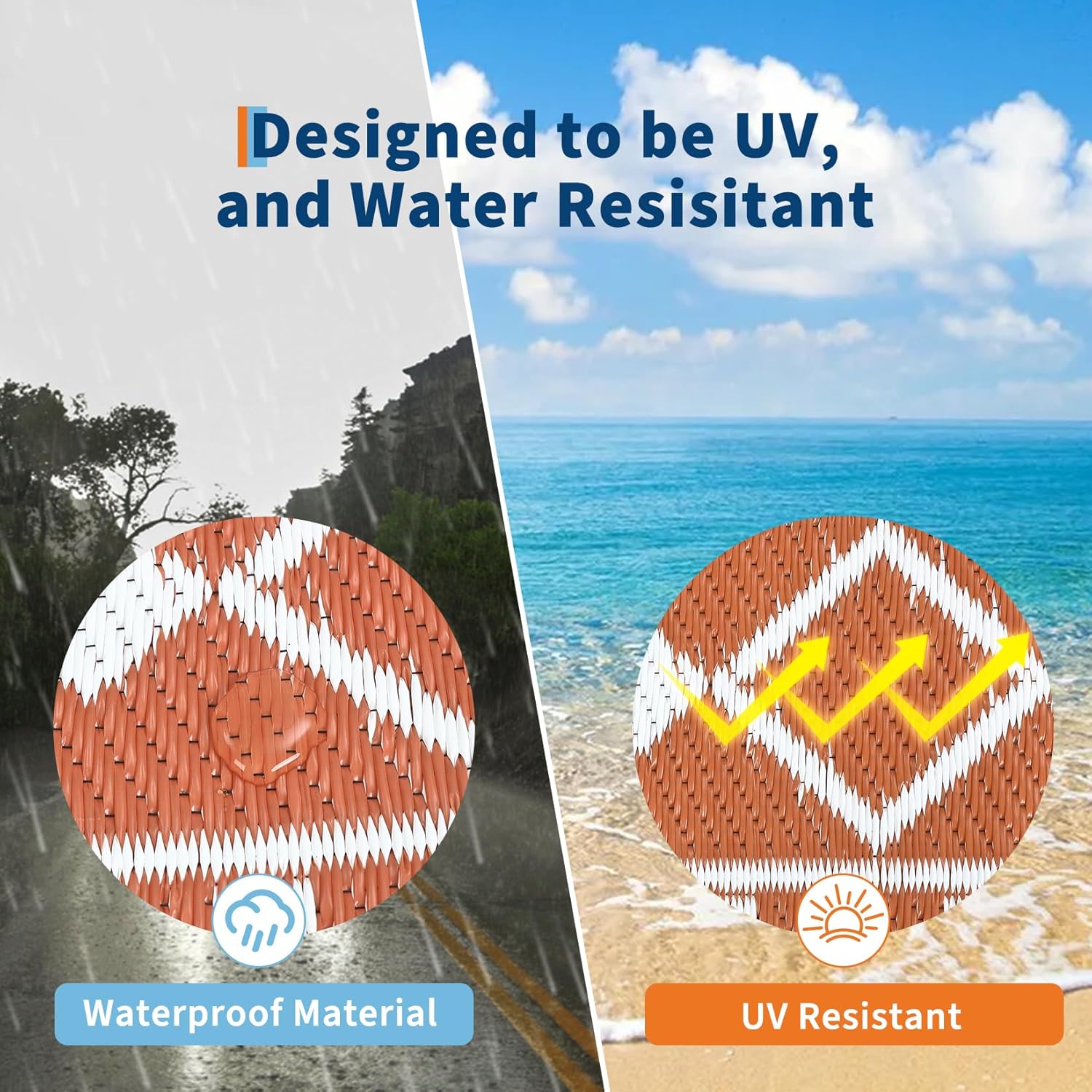 8x10 防水リバーシブルプラスチック屋外用ラグ – ポータ - Outdoor Camping Rugs 8X10 のレビューと価格