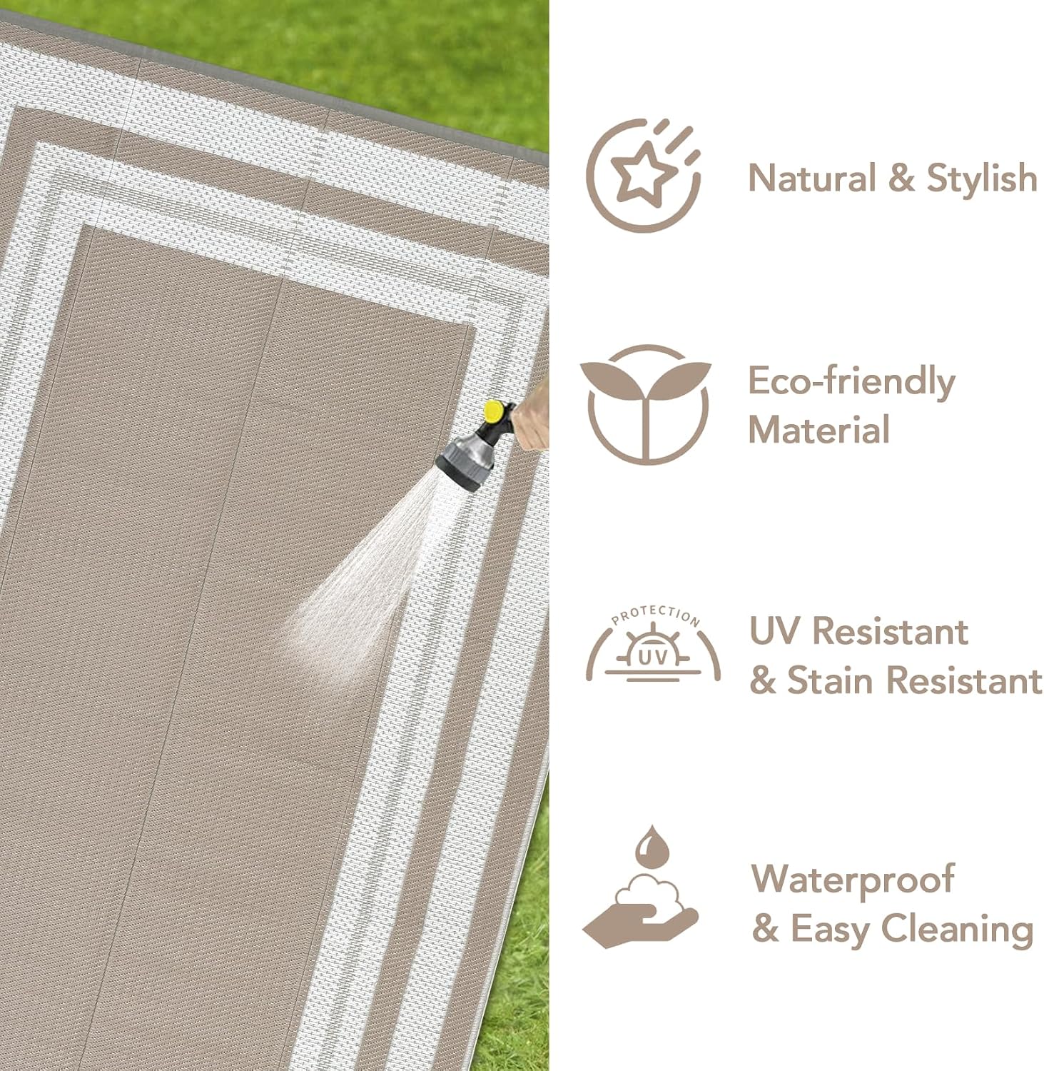 8x10 アウトドアラグ – 防水プラスチックストローリバー - Outdoor Camping Rugs 8X10 のレビューと価格