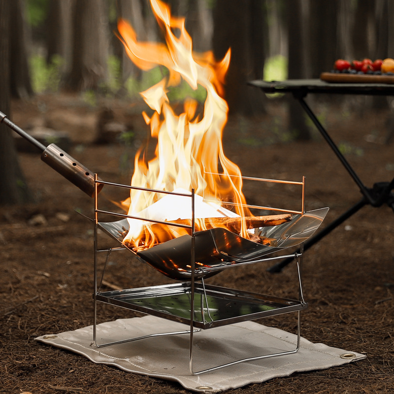 薪キャンプストーブポータブル折りたたみ屋外調理ストーブ防風フ - Outdoor Camping Fire Pit のレビューと価格